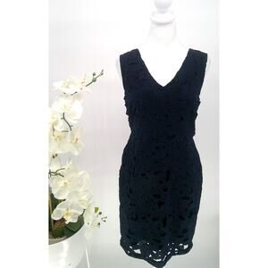 Banana Republic Womens  Dress 6 Navy Blue Lace Overlay Party Lined Sheath